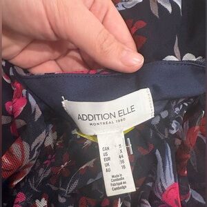Addition Elle Floral Mesh Midi Dress Size X| Navy Red Pink | Lined